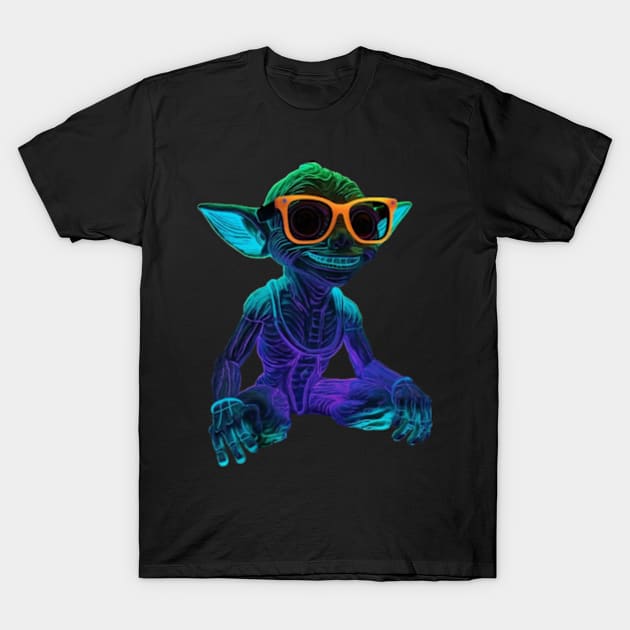 Retro Neon Gremlin T-Shirt | Vintage 80s Fantasy Graphic Design | Glowing Gremlin T-Shirt by WyldbyDesign